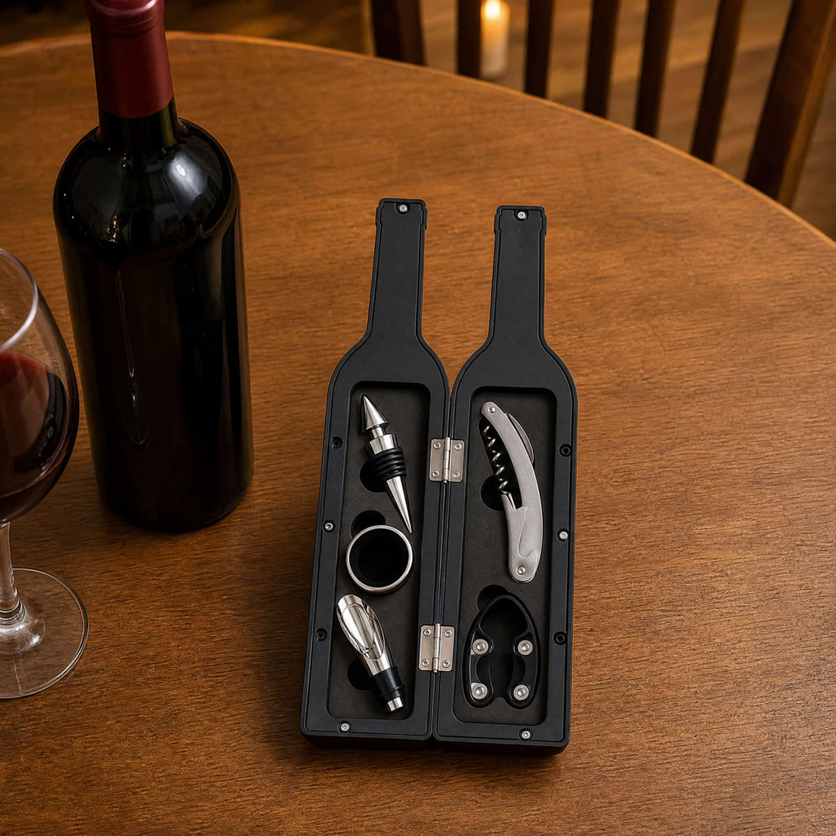 Wine Accessory Gift Set — Bottle-Shaped Case, 3 or 5 Pieces 2