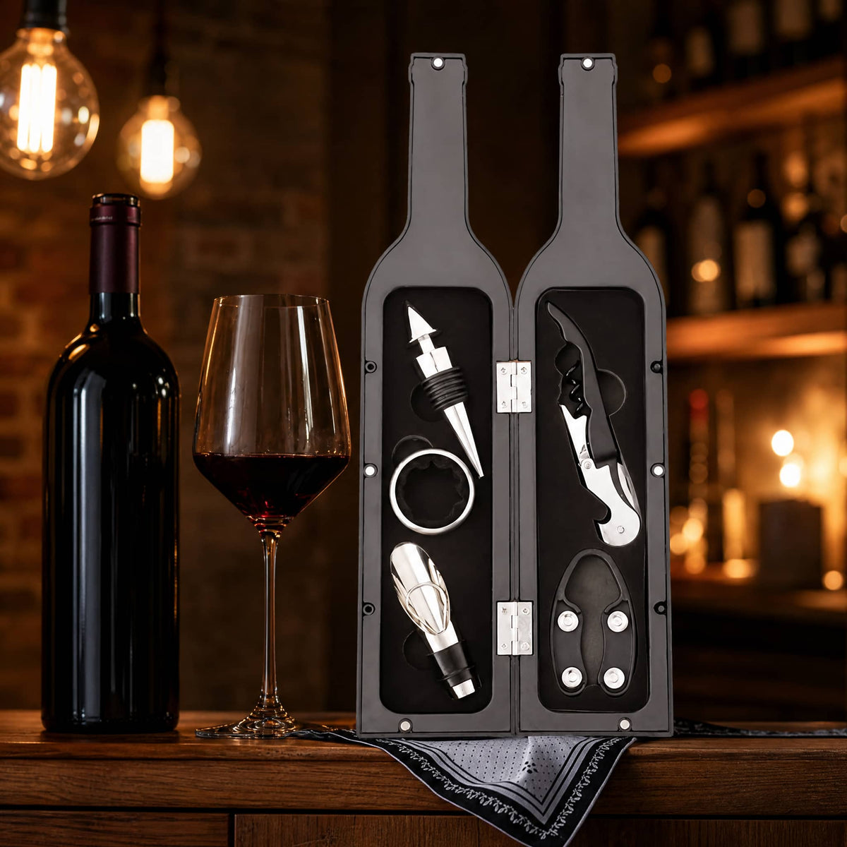 Wine Accessory Set in Bottle Case — 3 or 5 Piece Gift Set 6