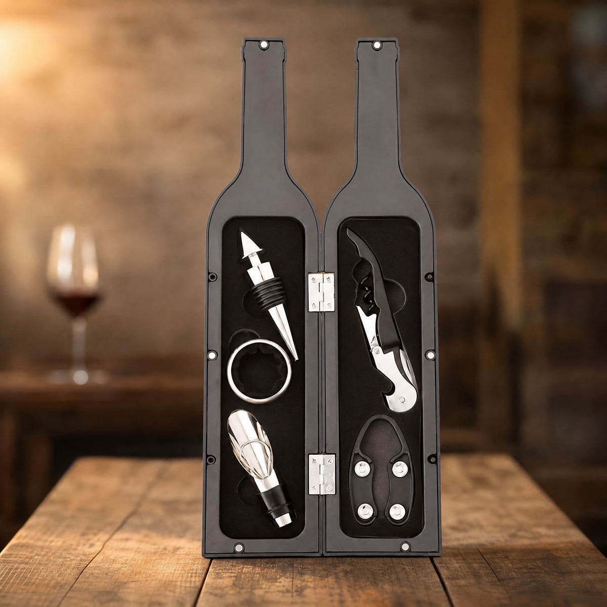 Wine Accessory Set in Bottle Case — 3 or 5 Piece Gift Set 1