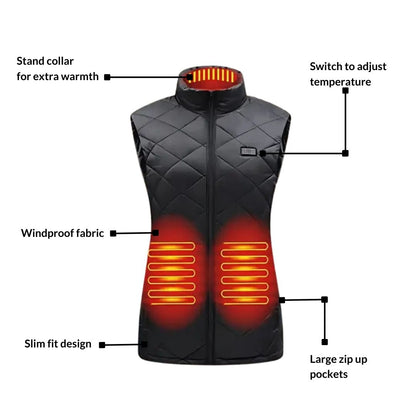 Women's Heated Gilet — 9-Zone Electric Vest, 3 Heat Levels 4