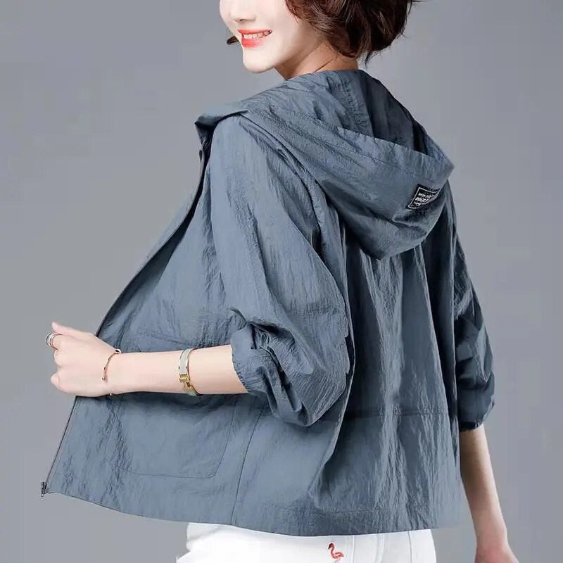 Women's Windproof Rain Jacket with Hood — Loose Fit 2