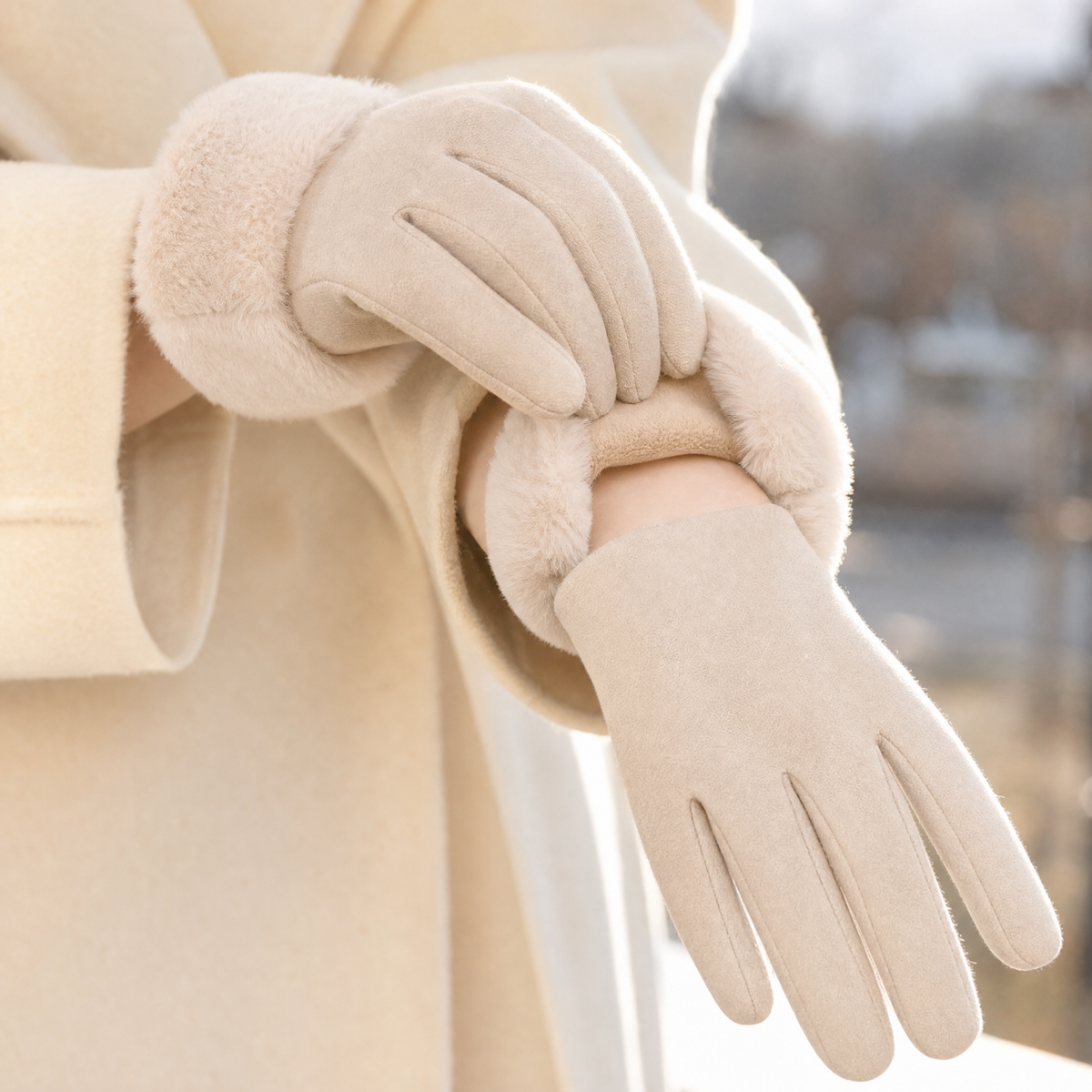 Women's Winter Gloves with Faux Fur Cuff — One Size Fits All 3