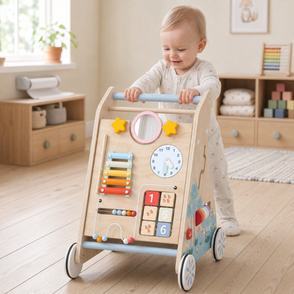Baby Walker Wooden with Educational Activity Panel 2