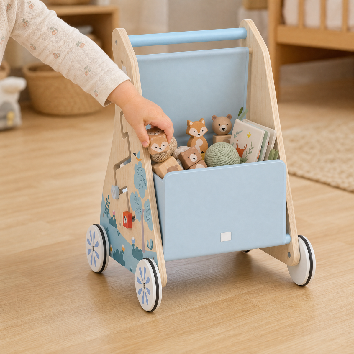 Baby Walker Wooden with Educational Activity Panel 4
