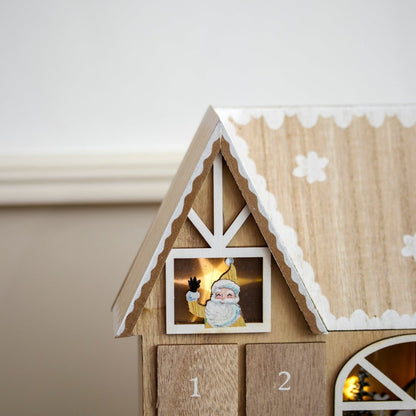 Wooden House Advent Calendar with LED Lights — 24 Doors 4