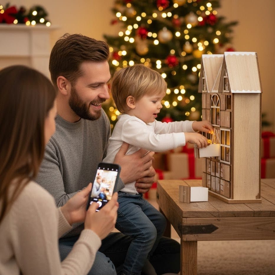 Wooden House Advent Calendar with LED Lights — 24 Doors 8