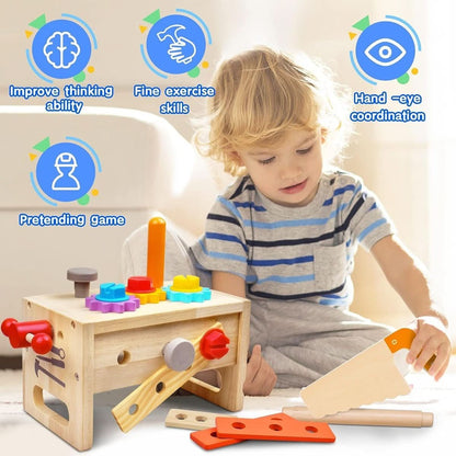 Wooden Toys Toolbox for Kids – 29-Piece Building Set 4