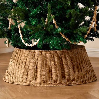 Woven Rattan Christmas Tree Collar — One Size, 5–9 ft 1